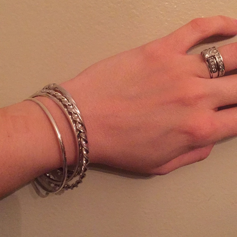 Sterling Silver Bangle Bracelets 925 Sterling - image 2